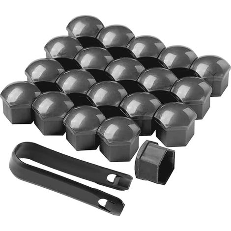 20 Pièces 17 mm Voiture Roue Cache-Écrous, Bouchon à Vis de Moyeu de Voiture Universel, Cache-Écrou de Pneu Hexagonal avec Outil de Retrait (Gris) (1/5)
