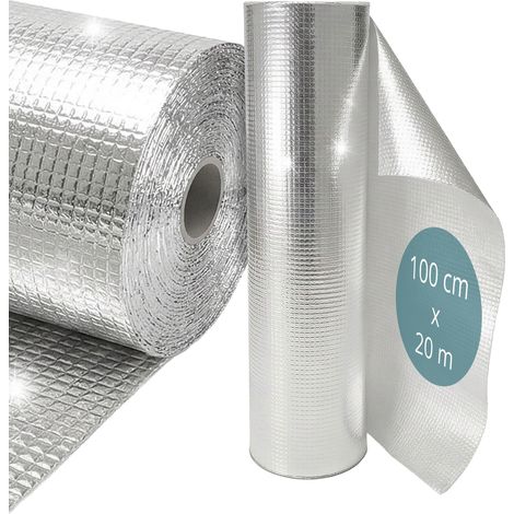 Relaxdays Foglio riflettente per termosifoni, 0,6x20 m, bolle 4 mm, tetto, pareti, finestre, isolante alluminio, argento