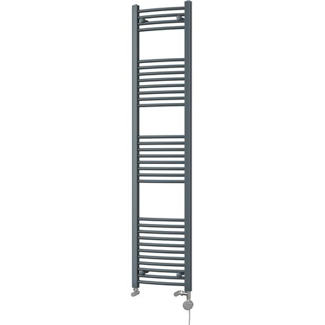 Zennor - Anthracite Dual Fuel Towel Rail H1800mm x W400mm Thermostatic - Curved (1/3)