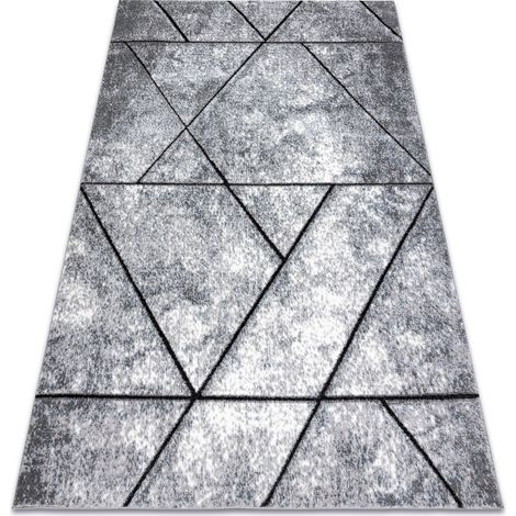 Modern Teppich COZY 8872 Wall, Geometrisch, Dreiecke - Strukturell zwei Ebenen aus Vlies grau / blau blue 80x150 cm