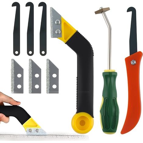 Ensemble de 9 Grattoirs de joint en carbure de tungstène avec remplacement de 6 lames pour le nettoyage des carreaux, Cuisine, Chambre (1/5)