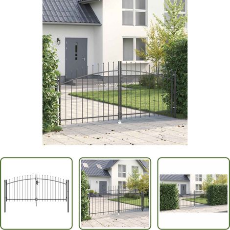 vidaXL Außenbarriere - Doppeltor mit Schloss Grau 299,5 x 199,5 cm Stahl (1/5)