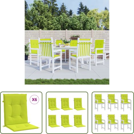 Außenbereich -  Gartenstuhlauflagen für Niedriglehner 6Stk Knallgrün 100x50x3cm