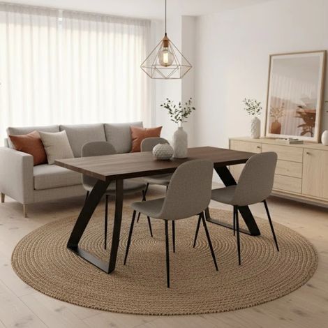Timber, Tavolo fisso con top Impiallacciato Rovere termocotto (90cm X 160cm H. 76cm) Made in Italy  Duzzle (1/5)