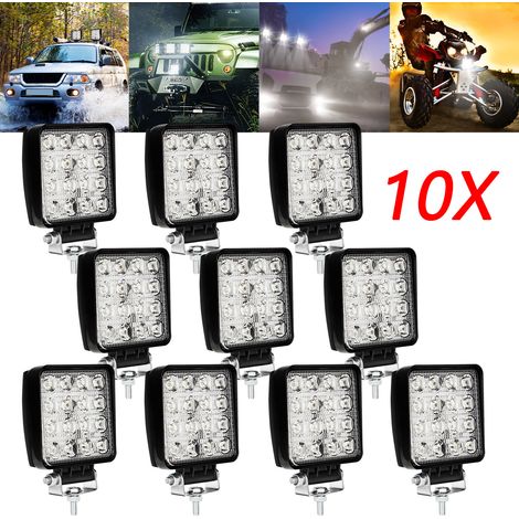 SWANEW 10x Phare de Travail LED 48W LED Phare Travail Projecteur Feux Antibrouillard pour Voiture Camion UTV SUV Offroad Tracteur Bateau