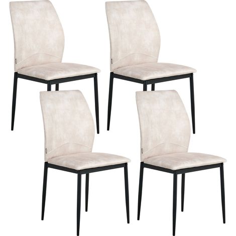 Set of 4 Dining Chairs ROCHEPORT Fabric Light Beige
