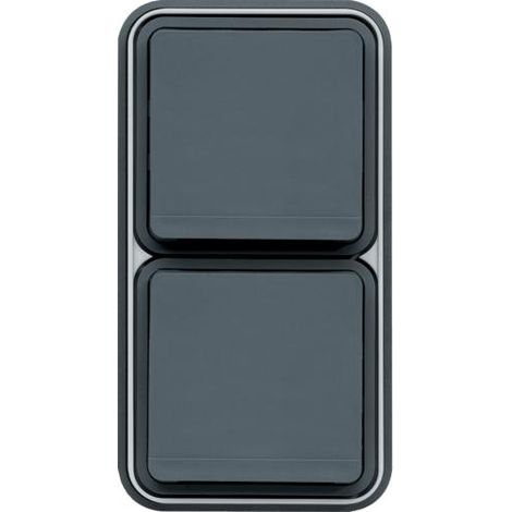 cubyko Prise double verticale 2P+T encastré gris IP55 HAGER WNE132