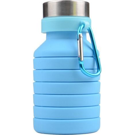Collapsible Silicone Water Bottle Reusable Travel Gym Camping Hiking Portable Leak Proof Sports Water Bottle Blue (1/4)