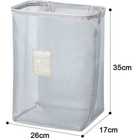 Panier à linge mural pliable, filet en nylon gris, organiseur de vêtements sales, rangement mural économique, 1 pièce (1/3)