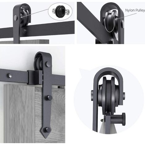 Haloyo – Kit de rail de porte coulissante 366 cm – Acier au carbone – Système sans roue inférieure – Pour espaces confinés et cuisines (1/5)