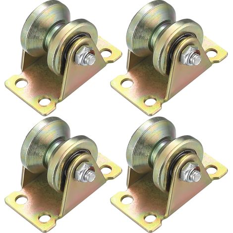 4 Pièces Poulie de Levage Mouflage, Roulette à Rainure en V, Roulettes de Levage, Roue Gorge Poulies Cable pour Cordes Rail Portail Coulissan (Roulette à Rainure en V) (Poulie en V) (1/5)