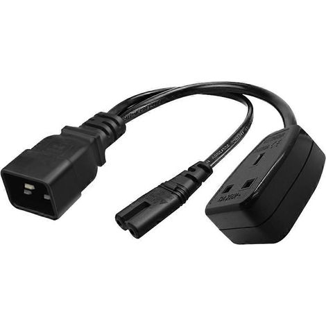 1 Fuß/0,32 m C20 Stecker auf +C7 Buchse Stromverlängerungs-Splitter-Adapterkabel