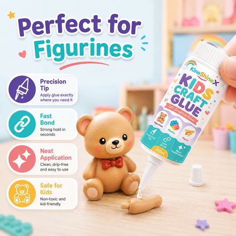 Colle KineShineX Kids DIY 30 ml - Pointe de précision pour figurines, maquettes, blocs de construction en plastique et papier (1/4)