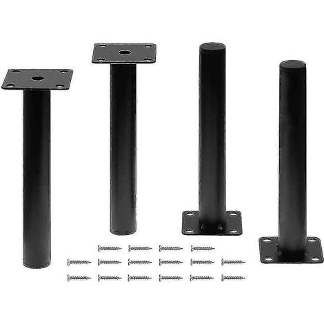 Quatre pieds de meuble, pieds de support en métal noir, pieds de rechange robustes (1/5)