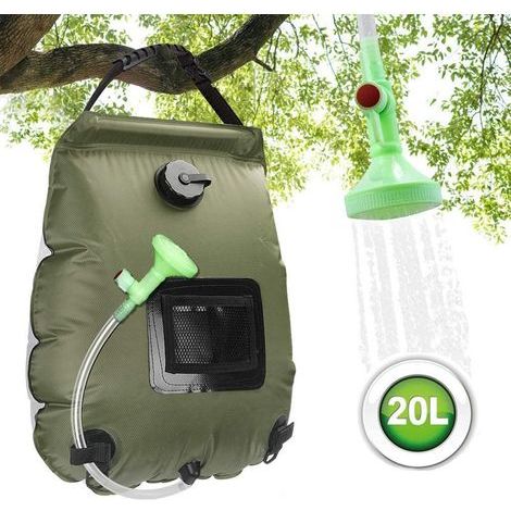 Sac de Douche Solaire Camping, 20L Solaire Sac de Douche Portable Pliant Extérieur pour Douche Température 45 °C avec Commutable Tête de Douche Chauffe Eau Solaire pour Randonnée Escalade