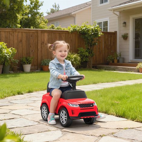 Auto elettrica Land Rover con licenza ufficiale per bambini dai 18 ai 36 mesi, con vano portaoggetti, clacson e suoni del motore - Rossa