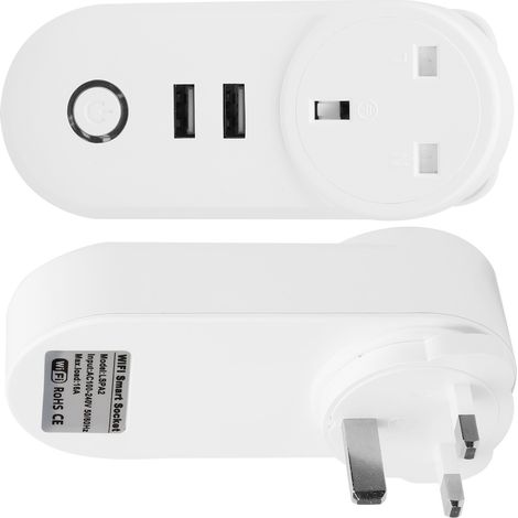 Prise connectée WiFi avec minuterie et télécommande sans fil LSPA2 (prise britannique, 100-240 V CA). (1/5)
