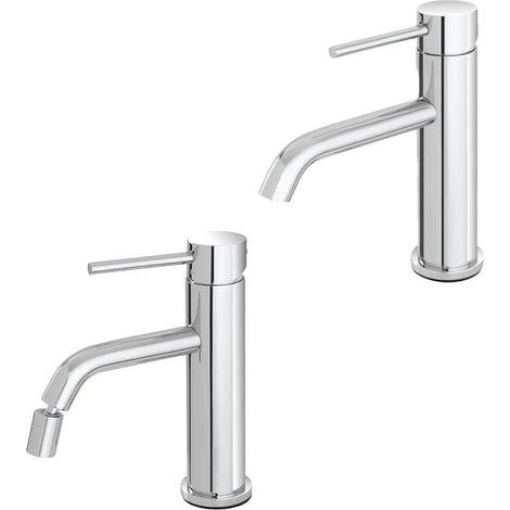 Set rubinetti lavabo e bidet in acciaio inox con scarico incluso Nuego (1/5)