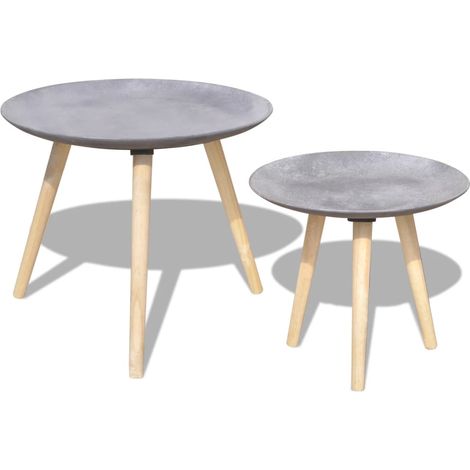 Set Tavolini Servizio e Salotto 2pz 55cm e 44cm Grigio Cemento vidaXL (1/5)