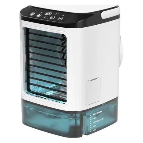 Climatiseur portable, climatiseur personnel avec grand réservoir d'eau de 900 ml et glacière, double pulvérisation de brume et 7 lumières de couleur, 3 vitesses et mode boost, refroidisseur d'air par  (1/5)