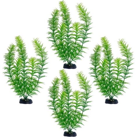 4 grandi piante artificiali per acquario in plastica, alte 22 cm, piante acquatiche verdi, decorazione per acquari (1/5)