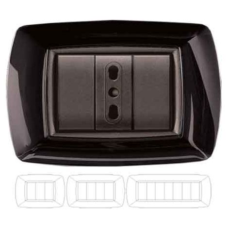 PLAQUE DE BOUTON-POUSSOIR NOIRE 'MYLIFE' 7 Modules