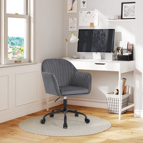 WOLTU Bürostuhl Ergonomischer, Schreibtischstuhl Drehstuhl Höhenverstellbar, Computerstuhl mit Armlehnen und Rollen, Stuhl bis 150 kg belastbar, aus Samt Metallrahmen, Dunkelgrau (1/5)