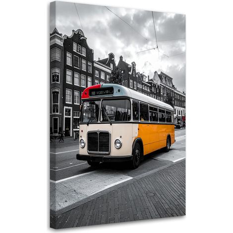 Tabelau sur Toile, Bus rétro garé dans une rue de La Havane Cuba,20x30 (1/4)