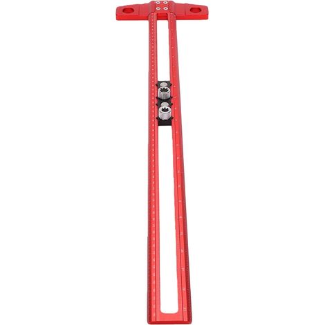 Anreißlineal für Holzbearbeitung, verschiebbares T-Winkellineal, verstellbares T-Winkellineal aus Aluminiumlegierung mit doppelter metrischer und imperialer Skala (1/5)
