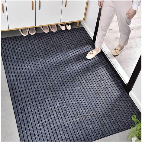 50 x 80 cm Paillasson Intérieur Et Extérieur, Tapis D'entrée Antidérapant Et Absorbant, Tapis De Porte Lavable Extra Plat 6mm, Découpable sur Mesure, pour Couloir Et Cuisine Grey (1/5)