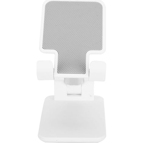 Support de bureau réglable, pliable et avec miroir intégré pour téléphone portable et tablette (blanc)