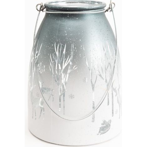 TrendLine Windlicht Glas Winter Ø 14 cm silber-weiß Deko-Kerzenständer & -Teelichthalter (1/2)