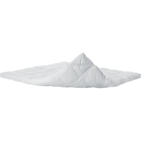 Surmatelas 140x200 cm Ultra Doux de 7,5 cm en Microfibre Percale de Coton douce et respirante Avec Sangles de Fixation Protege matelas 2 personnes (1/5)