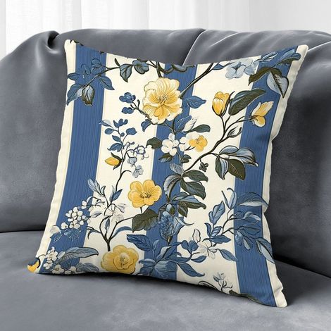 Housse de coussin floral été, décoration salon chambre maison,45×45cm (1/5)