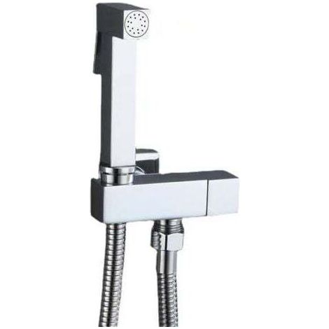 Komplettes Set aus Bidet-Sprühkopf aus Messing und Silber, Kupfer-Eckventil, Zink-Sprühpistole und 1,5 m langem Duschschlauch