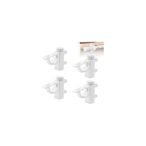 Support de Pince Porte Rideaux 4 Pièces Support Tringle Rideaux Réglables Supports pour Tringles à Rideau Support Fixation Tringle Rideau Pour Salon Bureau Chambre Armoire Penderie (Blanc)