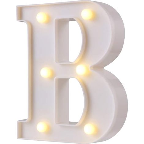 LED Marquee Letter Lights 26 Alphabet Light UPôletters Signs Parfait pour la décoration de bar de fête de mariage (Blanc B)-Fei Yu (1/5)