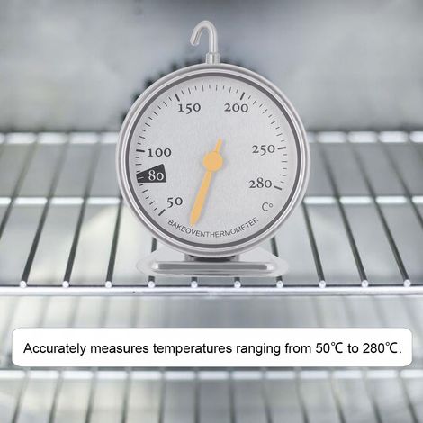 Ofenthermometer aus Edelstahl, großes Zifferblatt, 50°C bis 280°C, zum Kochen und Backen, genaue Messwerte, hitzebeständige Sonde, für den privaten und professionellen Gebrauch. (1/3)