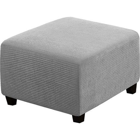 Fundas elásticas, fundas protectoras cuadradas de tejido Spandex para taburetes de almacenamiento y reposapiés, con base elástica, para muebles (gris claro) (1/5)
