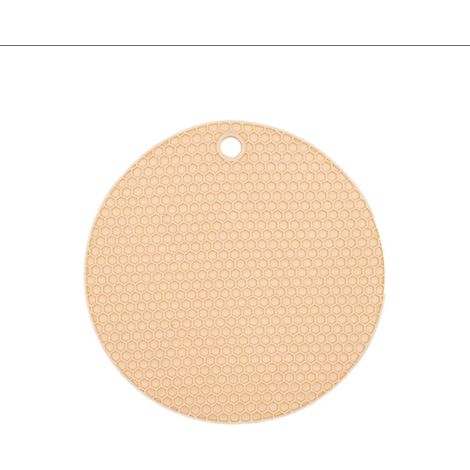 Tovaglietta rotonda in gomma, atossica, antiscivolo, resistente al calore, lavabile, isolante, per tazze e ciotole, beige, 15,5 cm/6,1 pollici.