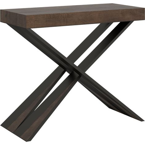 Consolle allungabile 90x40/196 cm Diago Small noce gambe antracite (1/5)
