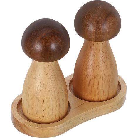 Moulin à Poivre Manuel en Bois Forme Champignon, Broyeur Sel Stable et Facile à Utiliser, Accessoire Créatif Cuisine Simple et Élégant (1/5)