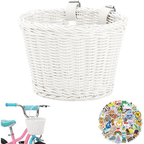 Panier vélo avant enfant, panier vélo tressé main multicolore, garçon fille, corbeille guidon vélo, rangement sacoche (1/4)