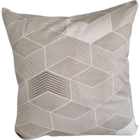 Funda de almohada de algodón de 40x40 cm, color beige y blanco, hexagonal, elegante.