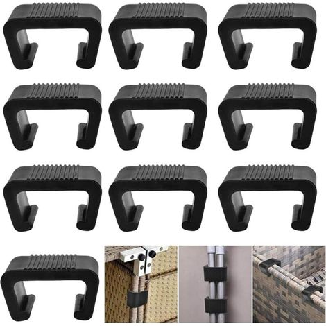 Lot de 10 raccords de meubles de jardin en polyrotin extra solides - Clips pour meubles de jardin - En polyrotin-5.25cm