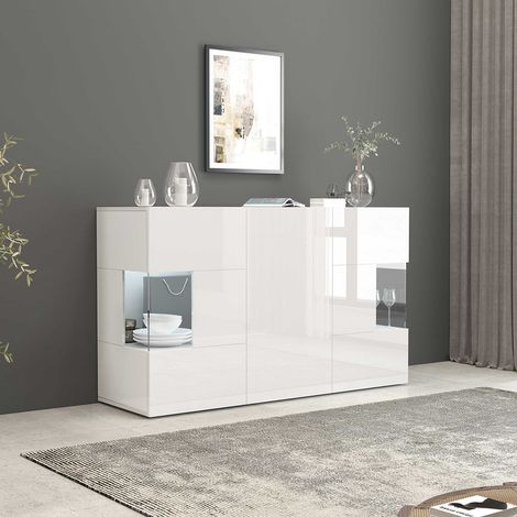 Buffet/bahut moderne 135 cm blanc brillant Keops (1/5)