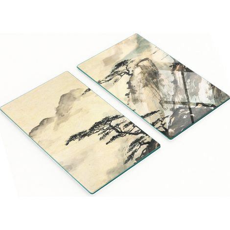 Taglieri decorativi in vetro temperato con paesaggio cinese, 2x30x52 cm (1/5)