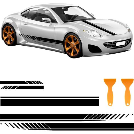 Lot de 5 autocollants pour capot de voiture - Bandes latérales de course (1/5)