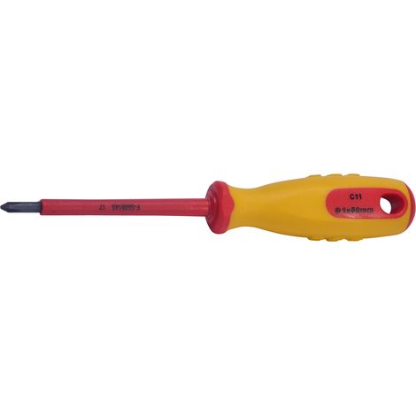 SW-Stahl 33100L-PH1 Schraubendreher VDE I Kreuzschlitzschraubendreher PH1 x 80 mm I Elektriker Werkzeug I Elektro Schraubendreher