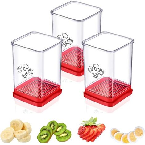 3-teiliges Set mit Gemüse- und Obstschneidern, inklusive Schutzhülle und Aufbewahrungsfach: Tassenschneider, Eierschneider, Gemüseschneider, Käseschneider, Obstschneider – Küchenutensilien für Obst un